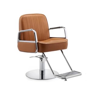 Poltrona da Barbiere di Lusso in Acciaio Inossidabile, Sedia Idraulica per Taglio, Permanente e Styling con Seduta in Pelle - Product Image 2