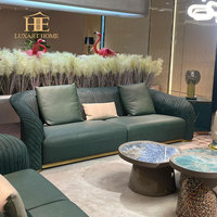 Ensemble de canapés en cuir pour salon, style moderne italien, simple et luxueux, en bois massif, pour villa