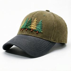 Casquette de baseball en velours côtelé à visière incurvée, bicolore, avec broderie de lettres, réglable, style rétro, protection solaire, casquette de papa - Product Image 6