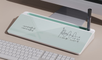 Table de bureau en verre, support de clavier d'ordinateur, planche blanche, Surface avec tiroir