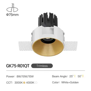 XRZLux 15W ETL Empotrable Trimless Foco de techo Led COB Downlight Ajuste de luces Diseño Iluminación comercial para hotel