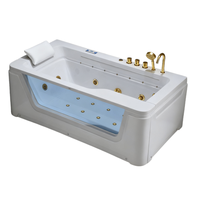 Baignoire Spa Rectangulaire Autoportante Villa avec Hydromassage à Air, 8 Jets, Drainage à Double Jupe, en Acrylique, pour 2 Personnes