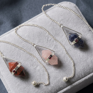 Natural Quartz Triangle Cut Double Point Pendulums Necklace Making Handmade <b>Healing</b> Gemstone 25-30mm Gujarat Origin - Product Image 3