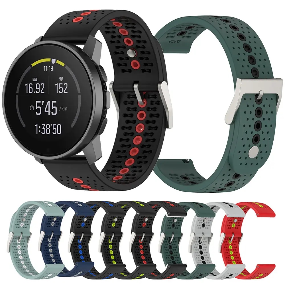 22mm Breathable Silicone Strap For Suunto 9 Peak Smart Watch Band Huami Amazfit Pace Stratos