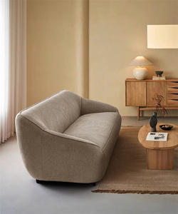 Sofá de lujo para el hogar, sofá gris de algodón y lino, asiento de amor, sofás de tres asientos con mechones para sala de estar con decoración de patas de acero inoxidable - Product Image 5