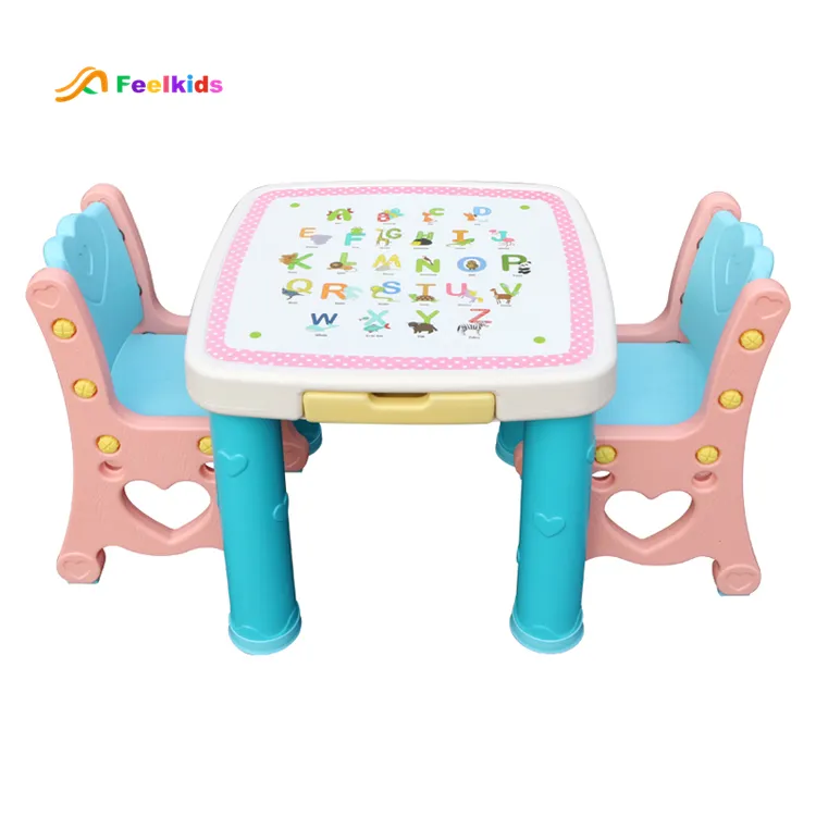 Preschool kids table chair storage children dining study desk and chair set