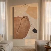 Peinture à l'huile 3D moderne Wabi Sabi à texture épaisse, peinte à la main, tons terreux, art abstrait sur toile pour la décoration du salon