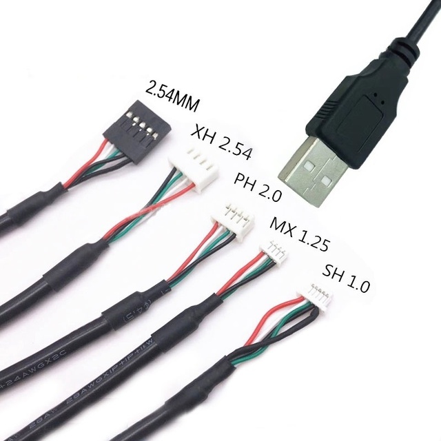 PVC USB Data Cable for MX1.25/PH2.0/XH2.54-4P/DuPont 2.54 Connectors LCD Capacitive Touch Screen Terminal