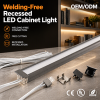 Lampu Kabinet LED Tersembunyi Ultra Tipis Tanpa Las Profil Aluminium Pencahayaan Tersembunyi di Bawah Kabinet untuk Dapur FREE1019-24