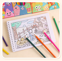 Kit de dessin 12 couleurs Monstre mignon de dessin animé en gros, ensemble de crayons de papeterie scolaire pour enfants
