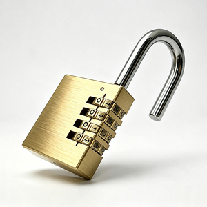 Digit Combination Padlock Brass 4 Wheel Code <strong>Lock</strong> <strong>Keyless</strong> <strong>Entry</strong> for Gym Lockers Tool Boxes Luggage <strong>Gates</strong>, Hardened Steel Shackle - Product Image 6
