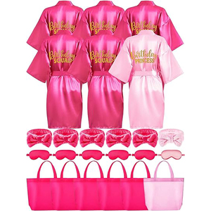 24個キッズフォーガールズ6スパパーティーローブ6トートバッグ6ヘッドバンド6スパマスクガールズスパパーティー用品 - Product Image 1