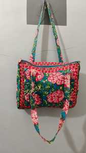 Sac de voyage en coton fait main, matelassé, à fleurs, pour femme, lot de 2 (un petit et un grand) - Product Image 5