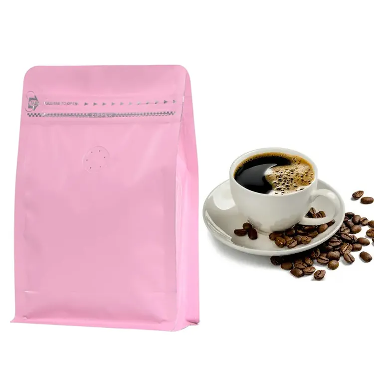 Bolsas de café biodegradables Bio Pla con válvula y cremallera Embalaje de papel personalizado Bolsa de granos de café de fondo plano 250gr 250g