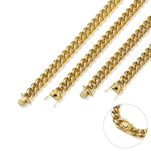 สร้อยคอแบบ Cuban Link ชุบทอง 18K PVD สำหรับขายส่ง |   สร้อยคิวบาสแตนเลสหนาสไตล์ไมอามีสำหรับผู้ชาย - Product Image 4