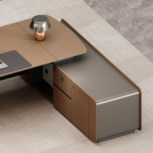 Boss Table With Bookcase Minimalist Luxury <strong>Desk</strong> Simple Modern President Manager <strong>Desk</strong> And Chair <strong>Set</strong> Wooden China - Product Image 3