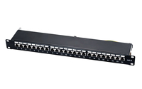 Yüksek Performanslı Korumalı 24 Portlu 1U 19 İnç Metal Siyah Cat6 STP/FTP Altın Kaplama 250-500MHz Veri İçin Ağ Patch Paneli