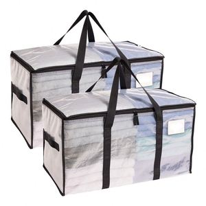 Custom Heavy-Duty Clear Storage <b>Tote</b> with Reinforced Handles for Living Room Blankets Bedding Clothes - Product Image 2