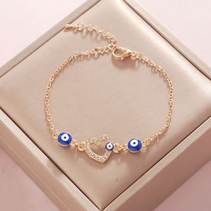 Venta al por mayor 2023 accesorios de joyería de moda mujeres Pulsera chapada en oro Lucky Four Clovers Blue Turkish Evil Eye Charm Pulseras - Product Image 6