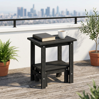 Ensemble de 2 tables d'appoint modernes en plastique HDPE pour l'extérieur, résistantes à l'eau et au soleil, aspect bois, pour patios et jardins