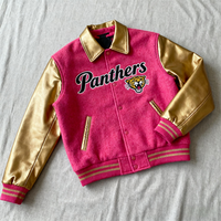 Veste bomber varsity rose pour homme, avec logo personnalisé, broderie en laine de haute qualité, patchwork, style hip hop streetwear, automne, chaude