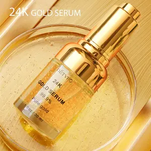 Private Label Facial Skin Care Serum 99.9% Pure Gold Flake Anti Aging Wrinkle Dark Spot Whitening 24k Gold Face Serum