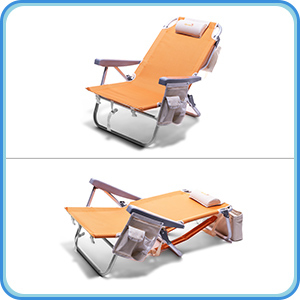 كرسي الشاطئ المحمول القابل للطي من SunnyFeel مع حجرة تبريد مثبتة، 5 زوايا قابلة للإمالة مصنوع من قماش برتقالي جذاب - Product Image 6