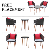 Cobcciden – fourniture directe d'usine de meubles d'extérieur, chaises de Conversation de loisirs 3 pièces en rotin avec Table à bout rond latéral