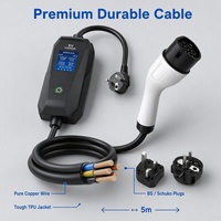 Station de recharge pour véhicules électriques de type 2 avec écran de 2,8 pouces, câble réglable, 3,5 kW, 16 A, chargeur pour véhicules électriques à usage domestique
