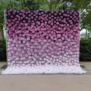 Heiße künstliche weiße Rose 3d Hortensien blumen wand hintergrund für Hochzeits ereignis bühnen dekoration