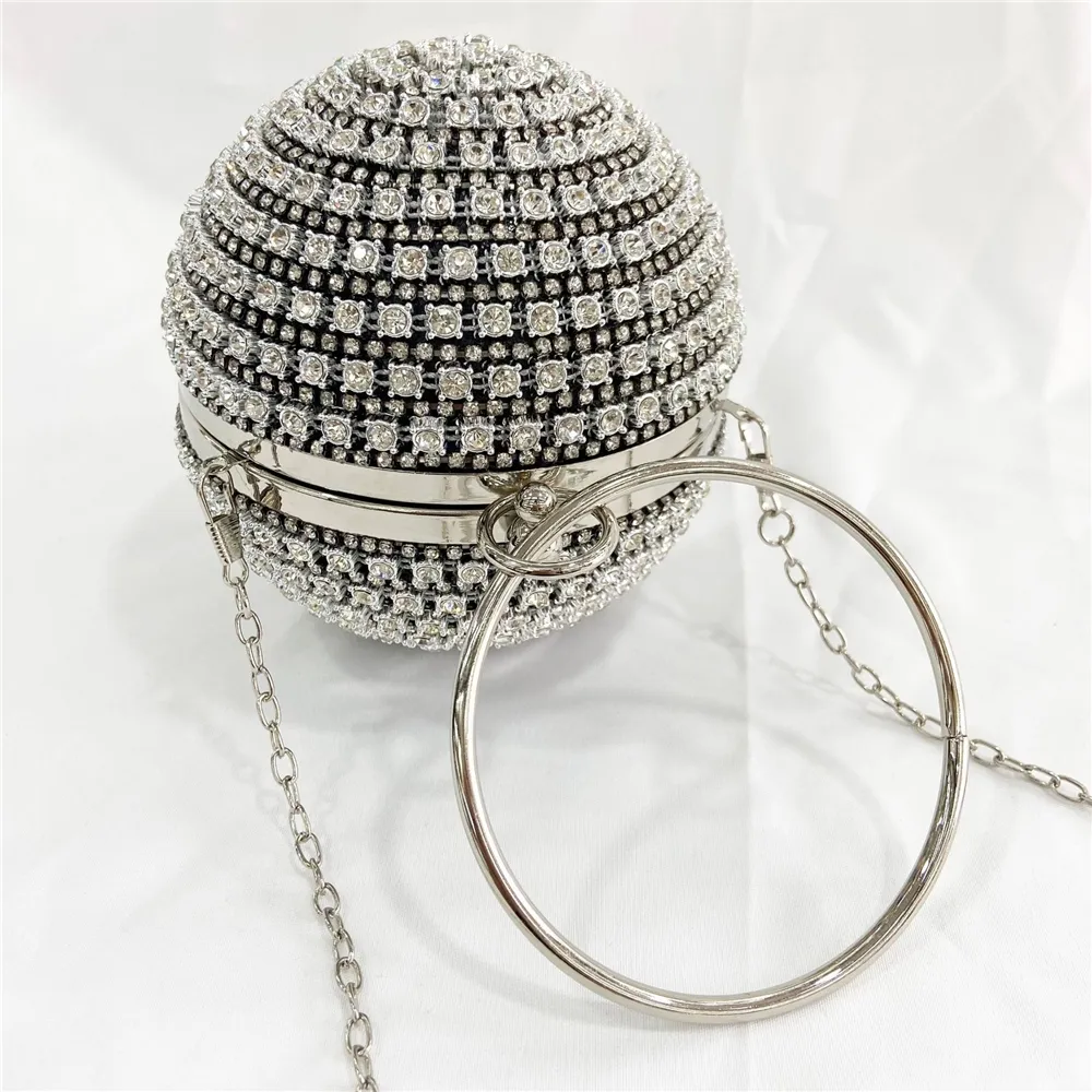 2023 Luxus Shiny Strass Clutch Abend taschen Ball Taschen mit Metall ketten
