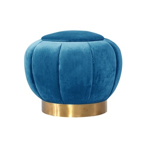 <strong>Small</strong> Round Fabric <strong>Stool</strong> with Golden Base for <strong>Foot</strong> <strong>Stool</strong> Use - Product Image 4