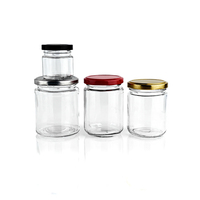 Pot en verre pour confiture de 100 ml, 200 ml, 250 ml, 350 ml avec couvercle à visser pour contenants alimentaires