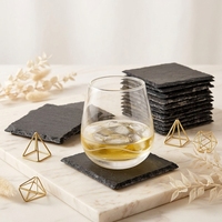 Sous-verres carrés personnalisés pour table à manger, avec logo gravé, créatifs, résistants à la chaleur, en ardoise naturelle noire vierge pour la maison