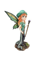 Nouveau design résine fée figurine mignonne forêt fée tenant une baguette magique avec dragon résine décoration de la maison