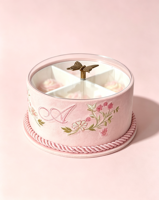 Boîte Cadeau de Luxe Ronde en Velours pour Mariage, Broderie, Boîte à Bonbons, Boîte Cadeau de Baby Shower, Faveurs de Fête de l'Aïd, Fenêtre Transparente