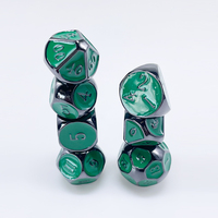 Jeu de 7 dés polyédriques personnalisés en émail vert solide Jeu du MDN Dés en métal pour donjons et dragons