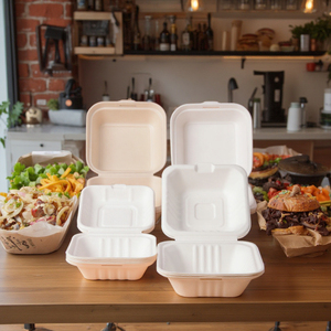 Thân Thiện Với Môi Phân Hủy Sinh Học Dùng Một Lần Hộp Ăn Trưa Vuông Mía Bột Giấy Tấm Mía Bã Mía Tấm - Product Image 2