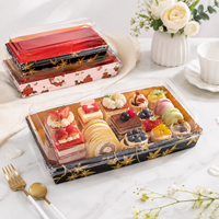 Sunzza motif personnalisé rectangulaire sushi jetable boîte d'emballage antibuée couvercle dessert gâteau emballage conteneur avec revêtement PE