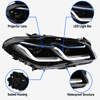 Phares LED pour BMW F10 F18 Série 5 2011-2017, style G38, avec sourcils bleus tonnerre et double feux de jour, amélioration