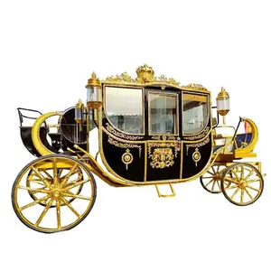 Chariot de mariage de luxe en fer forgé, chariot cheval électrique et chariot Royal dorée, pour mariage, nouveau Style, en soldes