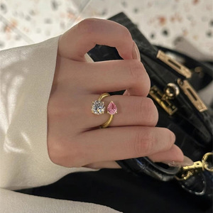 Anello aperto a forma di pera dolce per donna, elegante gioiello da dito alla moda - Product Image 4