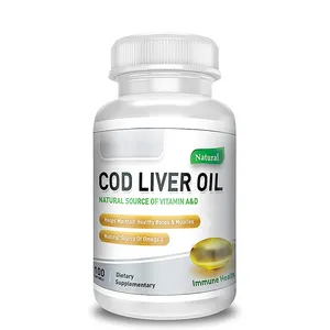 Private Label Cod Liver Oil Softgel Capsules Fish Oil Omega 3 EPA DHA Cod Liver Oil Capsules Support Brain & Bones Health