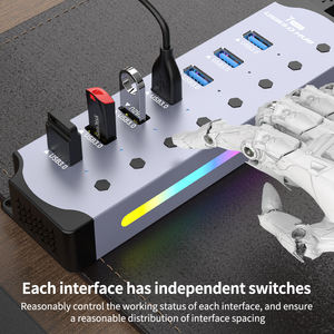 <strong>7</strong> <strong>Port</strong> 10W Power <strong>USB</strong> <strong>3.0</strong> <strong>Hub</strong> 5Gbps Data Transfer <strong>with</strong> RGB Led Splitter <strong>USB</strong> <strong>Hub</strong> <strong>3.0</strong> Powered Adapter Charging <strong>Port</strong> for PC Laptops - Product Image 5