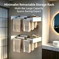 Support mural rétractable pour serviettes de salle de bain, organisateur de pantalons pliable intégré au placard, quincaillerie domestique multifonction