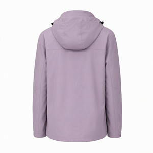 Chaqueta de senderismo impermeable para hombre, 100% poliéster, con capucha, cuello alto, puños ajustables, bolsillo en el pecho, cremallera oculta, color lavanda, primavera - Product Image 2