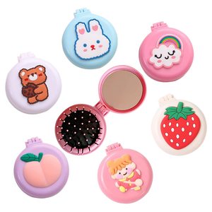 Lược gấp kiểu mới, lược khí đệm di động ngoài trời, có in logo tùy chỉnh, bộ lược mini dễ thương kèm gương - Product Image 2