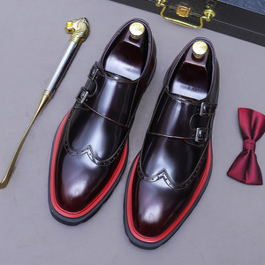 Mocassins à boucle en cuir véritable pour hommes, pour tenue de travail formelle, finition brillante, chaussures de mariage pour le marié, chaussures pour hommes - Product Image 3