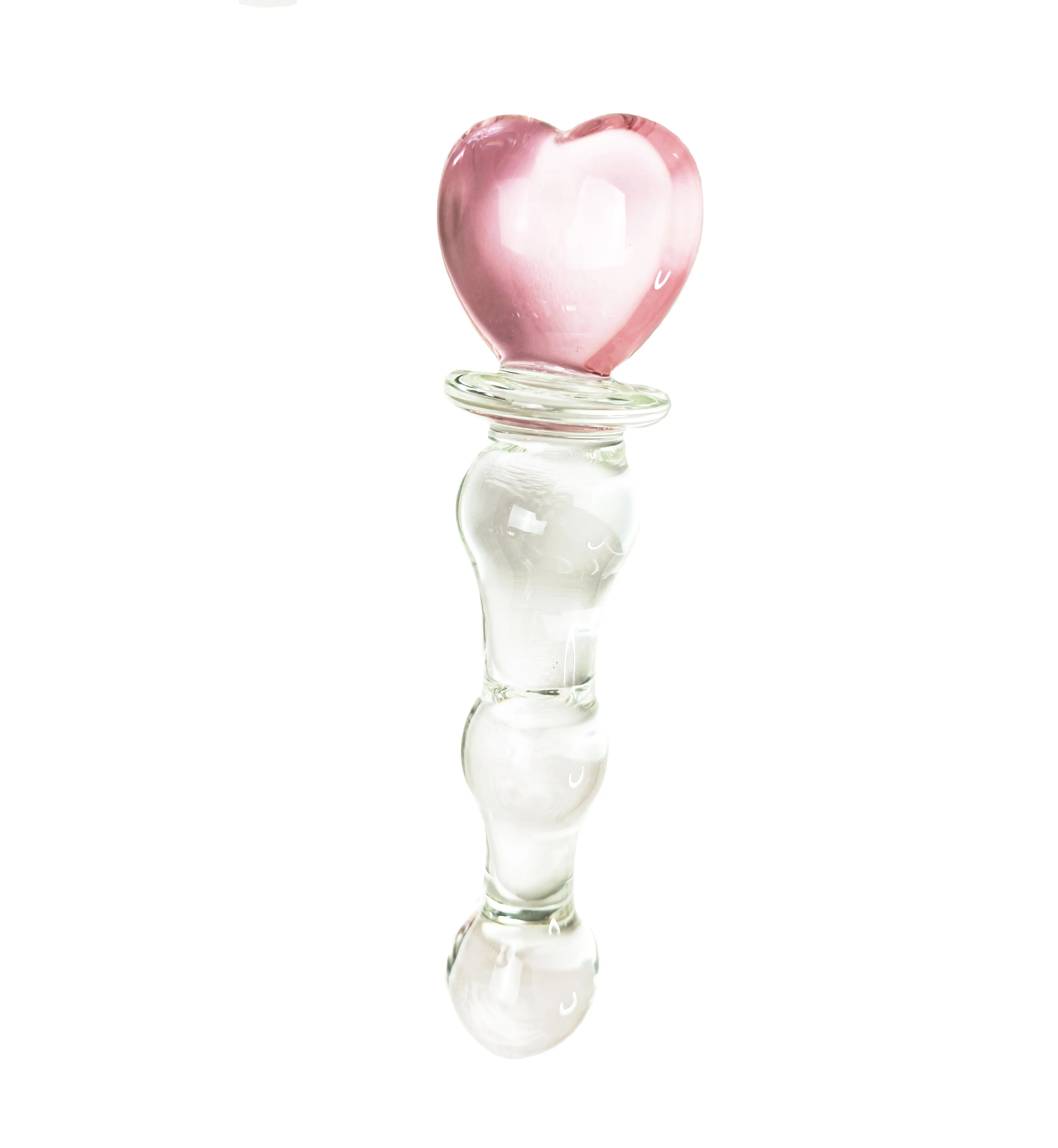 Dildo di vetro a cuore rosa per spina anale per donne uomini coppie strumenti di testa dilatatore giocattoli sessuali giochi per adulti prodotti erotici