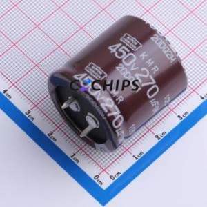 ตัวเก็บประจุแบบอิเล็กโทรไลต์อะลูมิเนียมแบบ Snap-in รุ่น EKMR451VSN271MR30S ชนิด Through-hole (THT) ขนาด D30xL30 มม. 270uF 20% 450V ขา 10 มม. - Product Image 1